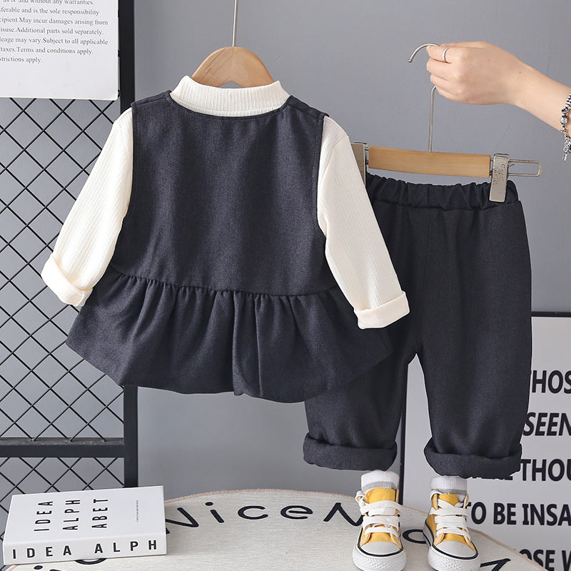 Girls' clothing baby outfit wide-leg pants three-piece set 2026 new model infant spring and autumn children's clothes for ages 1 to 3 years