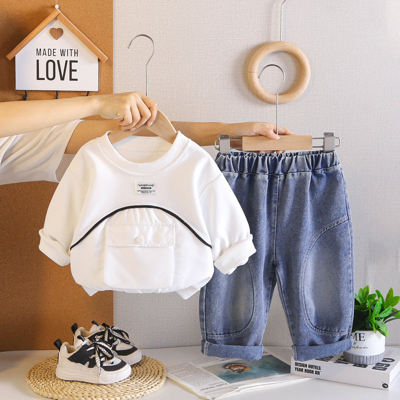 Boys' Outfit 2026 New Fashionable Baby Two-Piece Set with Large Pockets Stylish Children's Spring and Autumn Clothing