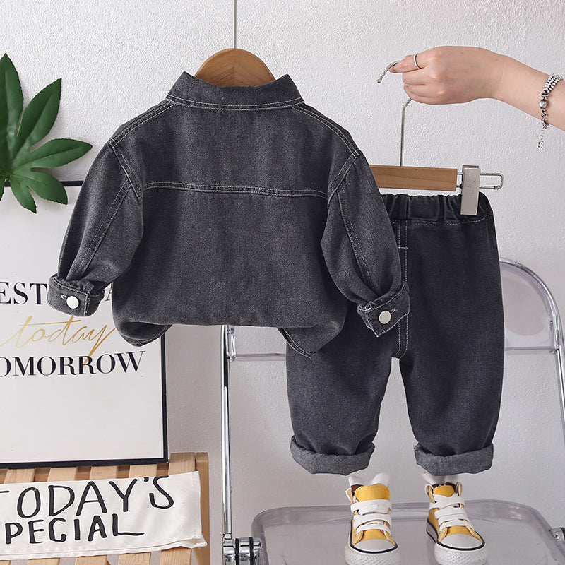 Boys' Denim Suit Outfit 2026 New Trendy Children's Clothing Baby Spring and Autumn Fashionable Two-Piece Set