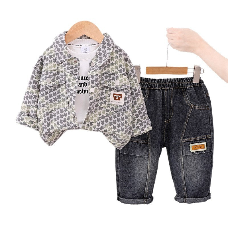 Children's Outfit 1-2-3-4 Years Old Kids' Clothing Autumn Toddler Boys Denim Clothes Baby Three-Piece Set