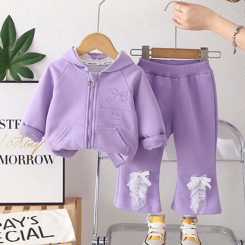 Baby Outfit Stylish Toddler Spring and Autumn Fashion Bell Bottom Pants Two-Piece Set Infant Little Girl Clothes