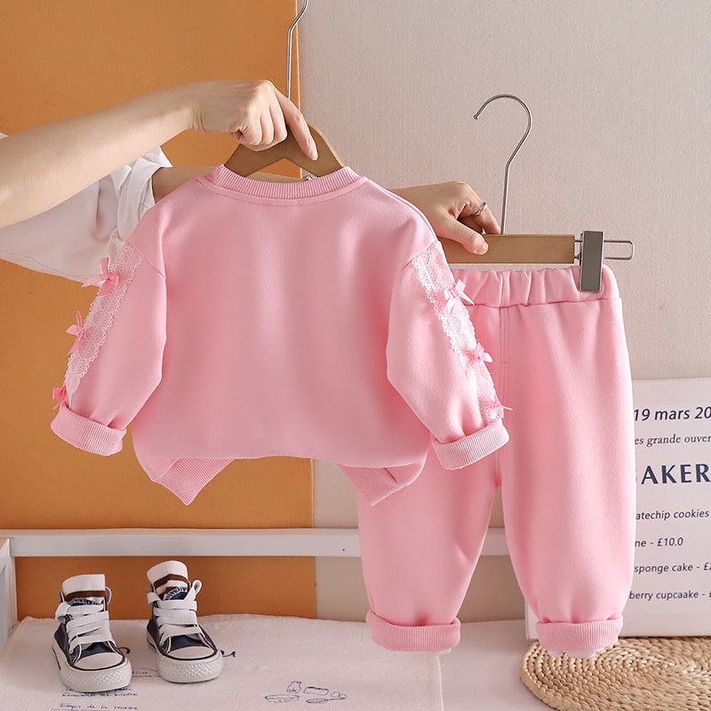 Girls' Outfit Set, Stylish Fashionable, for 0-3 Year Old Baby Girls, Spring and Autumn Beaded Rabbit Clothes, Infant Children's Clothing