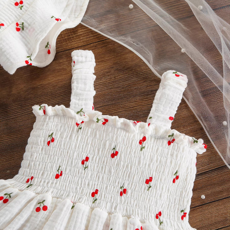 Baby Summer Romper Sweet Floral Strap Sleeveless Onesie Cute Triangle Crawling Suit with Hat