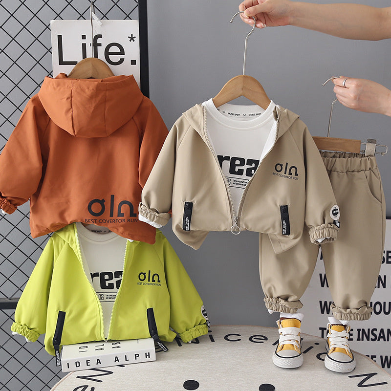 Boys' Suit 2026 New Spring and Style Children's Fashionable Casual Baby Autumn Sports Jacket Three-Piece Set Trendy