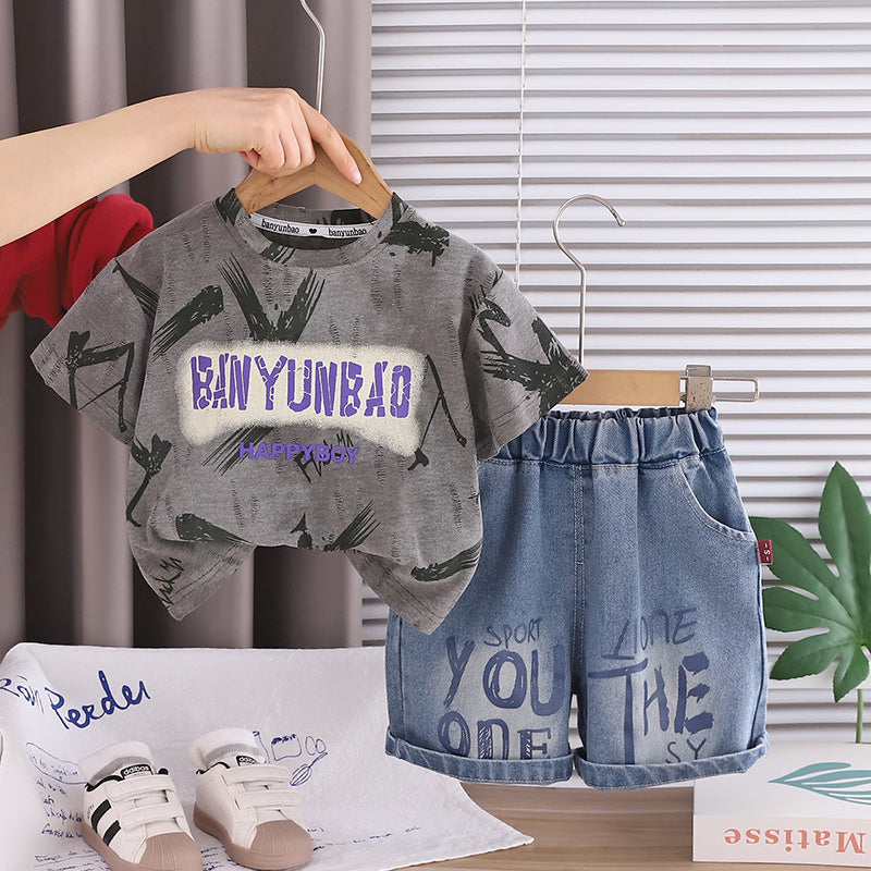 Boys' Outfits 2026 New Fashionable Casual Baby Short-Sleeve Summer Korean Style Two-Piece Set Trendy