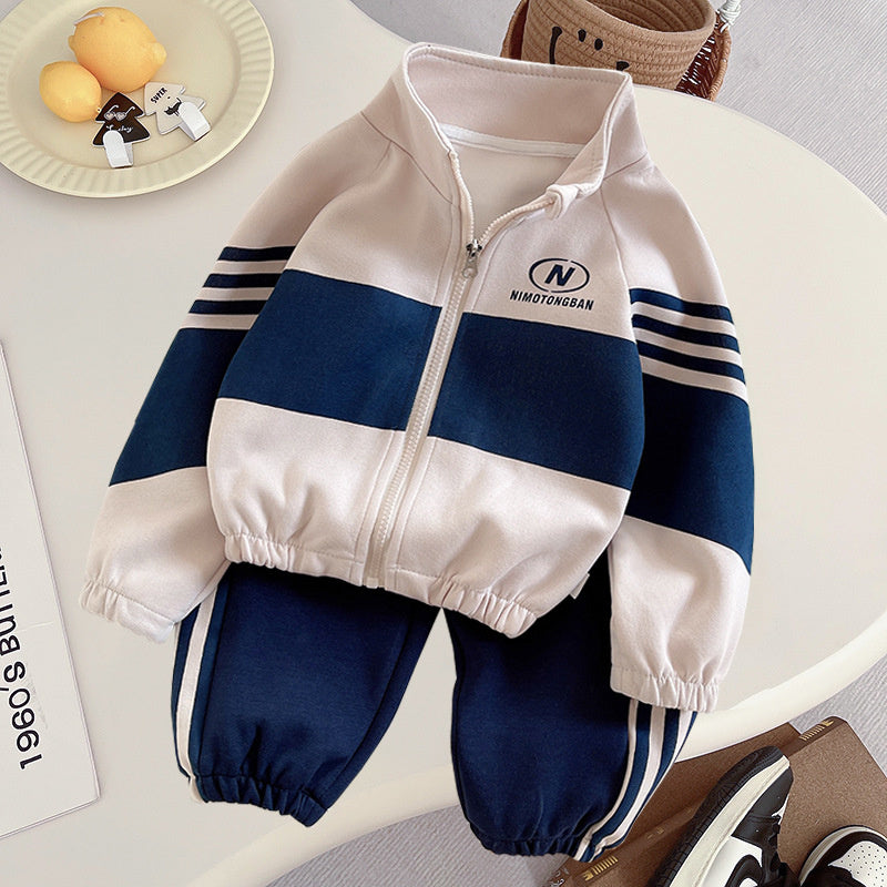 Boys' Outfit 2025 New Girls' Spring and Autumn Long Sleeve Children's Sweatpants Two-Piece Set Trendy
