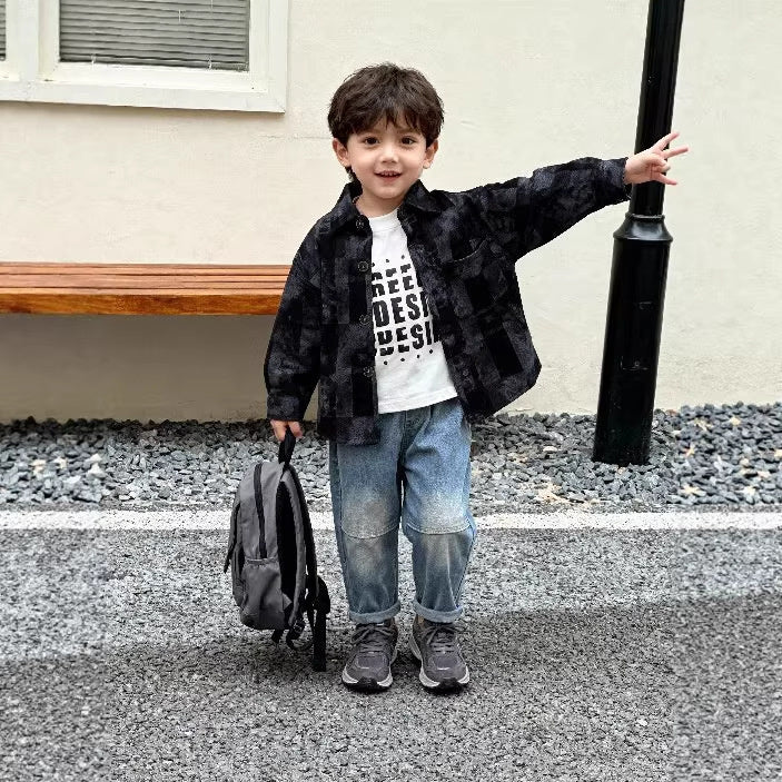Baby Fluorescent Pattern Suit, Stylish Clothing, and Autumn Infant 2026 New Children's Wear, Boys' Spring Outfit