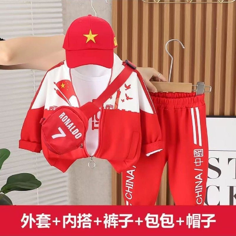 Baby Casual Outfits 2026 New Spring Autumn Fashionable Clothing for Boys and Girls, Children's Color-Block Sports Three-Piece Set Trendy