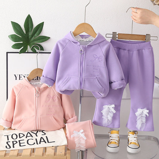 Baby Outfit Stylish Toddler Spring and Autumn Fashion Bell Bottom Pants Two-Piece Set Infant Little Girl Clothes