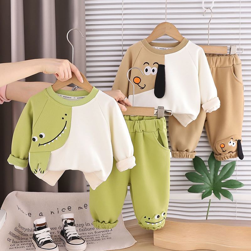 Boys' Color Block Animal Suit and Autumn Style Toddler 2026 New Children's Clothing Spring 1-2 Years Old Baby Clothes Trendy