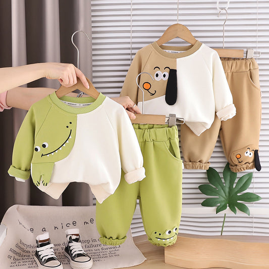 Boys' Color Block Animal Suit and Autumn Style Toddler 2026 New Children's Clothing Spring 1-2 Years Old Baby Clothes Trendy