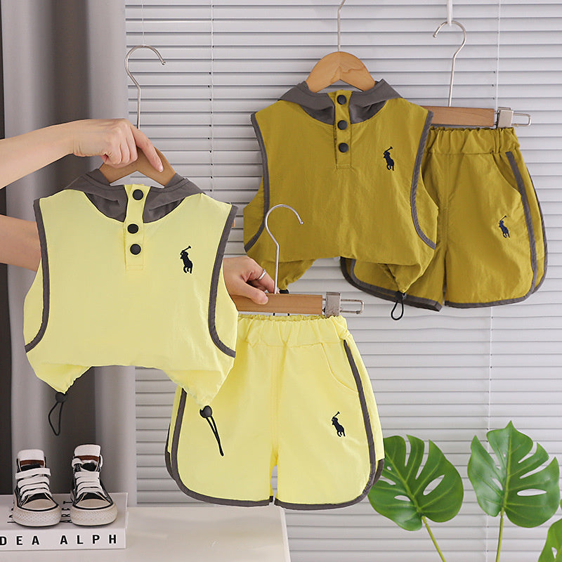 Baby Boy Sleeveless Hooded Two-Piece Set 2026 New Infant Summer Outfit for 1-3 Year Olds 5