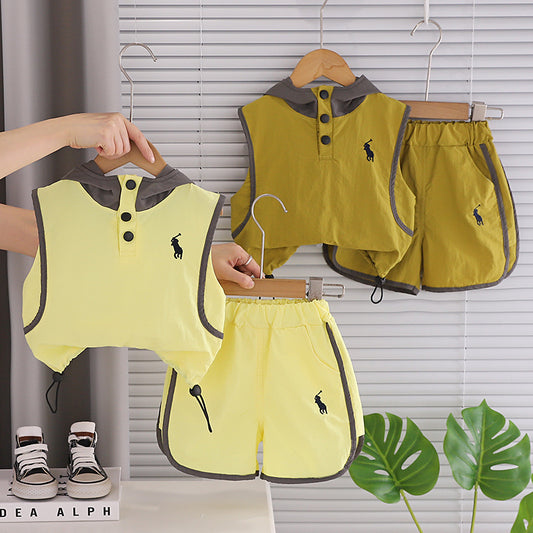 Baby Boy Sleeveless Hooded Two-Piece Set 2026 New Infant Summer Outfit for 1-3 Year Olds 5