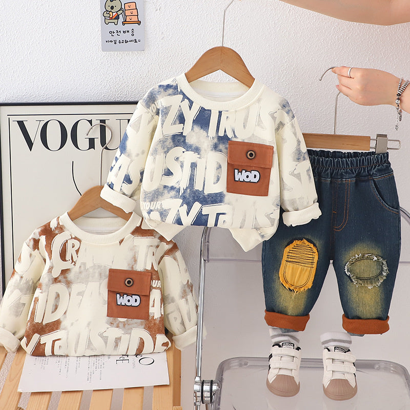 2025 Boys' Fashionable Set Baby Spring Casual Stylish Shirt Infant Children's Trendy Clothing