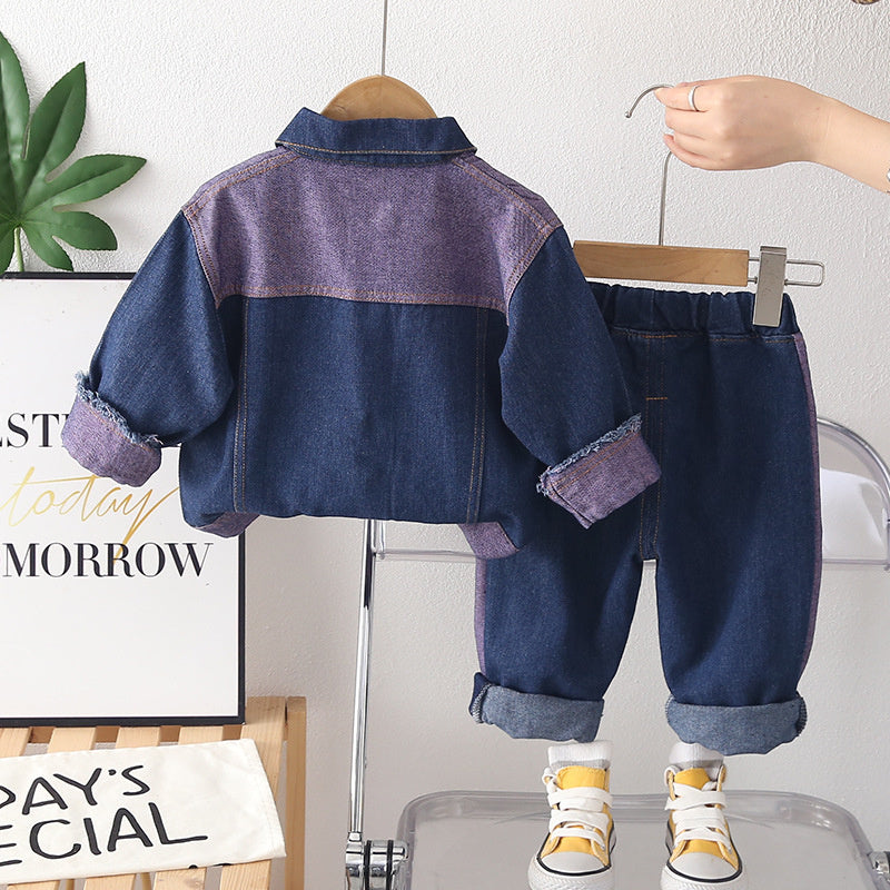 Girls' Outfit Spring and Autumn 2026 New Fashionable Children's Denim Star Jacket Baby Girl Stylish Two-Piece Set Trendy