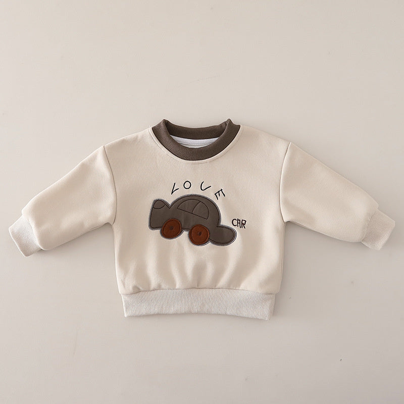 Boys' Outfit 2026 New Style Baby Boy Autumn Cartoon Car Two-Piece Set Clothes Infant Sweatshirt and Pants