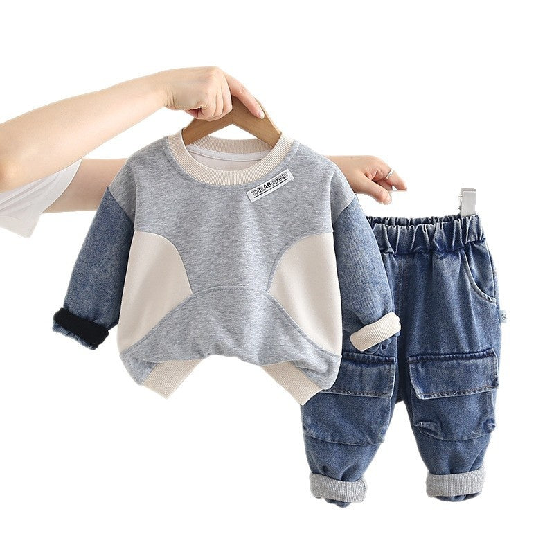 Long Sleeve Sweatshirt Set Two-Piece 2025 New Baby Children's Clothing Boys' Autumn Fashion