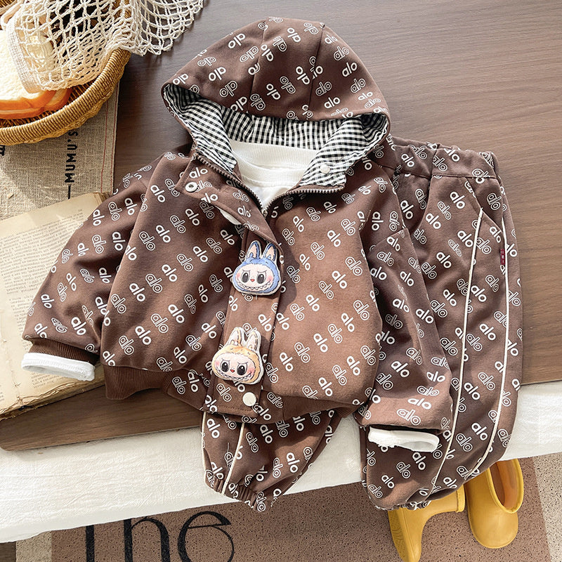 Boys' Outfit 2025 New Style 4: Stylish Children's Doll Three-Piece Set Spring and Autumn, Fashionable Clothing for 1-Year-Old Babies
