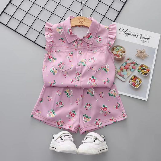 Children's short-sleeve cotton set, boys' T-shirt, baby clothing, girls' shorts, infant clothes, summer wear wholesale