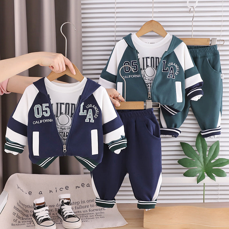 Baby Boy Spring and Autumn Suit 2026 New Style Toddler Fashionable Korean Version Casual Sports Long Sleeve Three-Piece Set