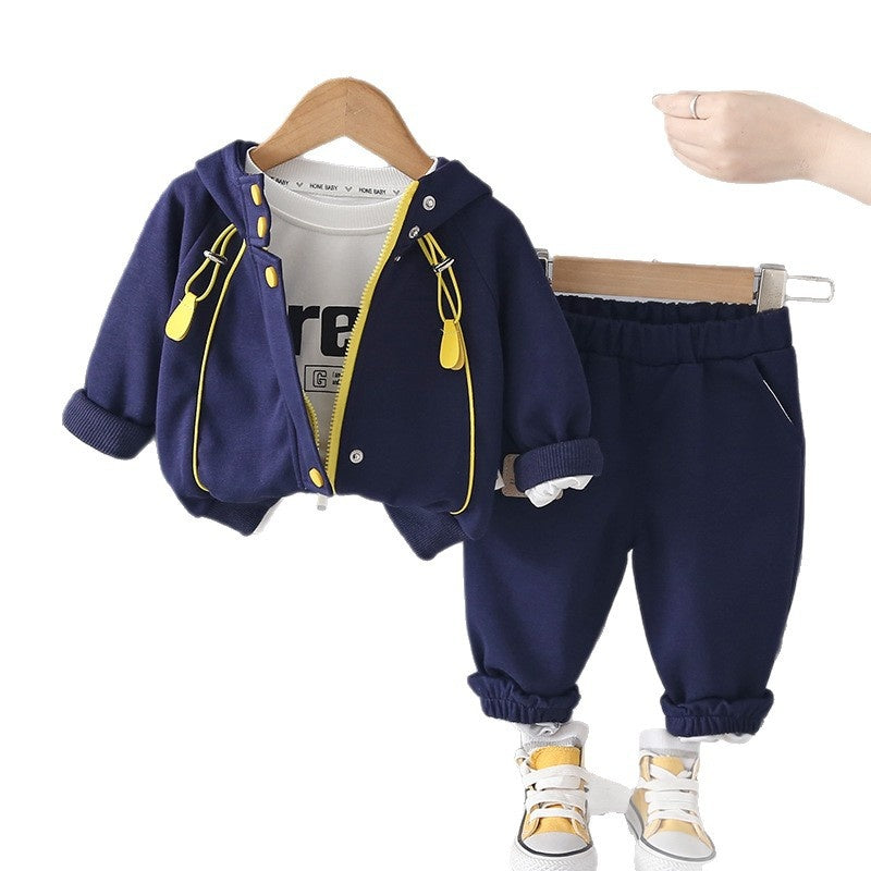 Outfit Boys Girls 2026 New Model Children's Spring and Autumn Hat Stylish Clothes 3-Piece Set for 1-3 Year Olds