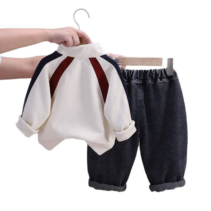 Boys' Suit 2026 New Fashionable Children's Half-Zip Sports Two-Piece Set Baby Spring and Autumn Outfit Trendy Wholesale