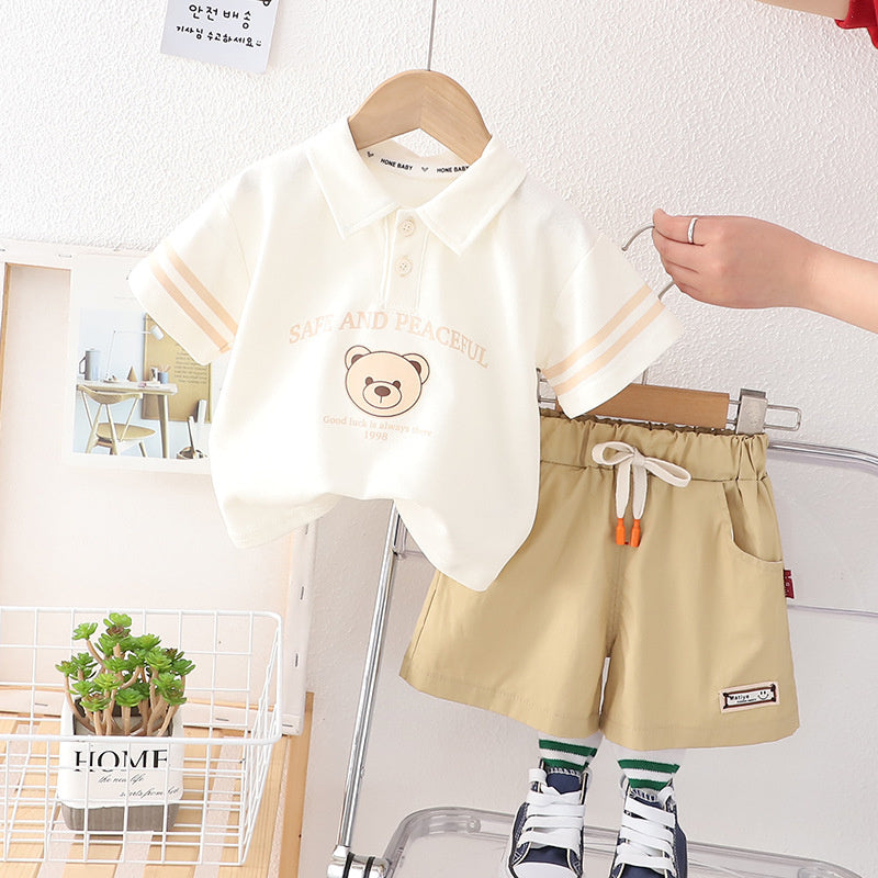 New Summer Short-Sleeve Outfits for Young Children 0-4 Years Old, Polo Shirts, Casual Two-Piece Sets, Wholesale from Foreign Trade Manufacturers