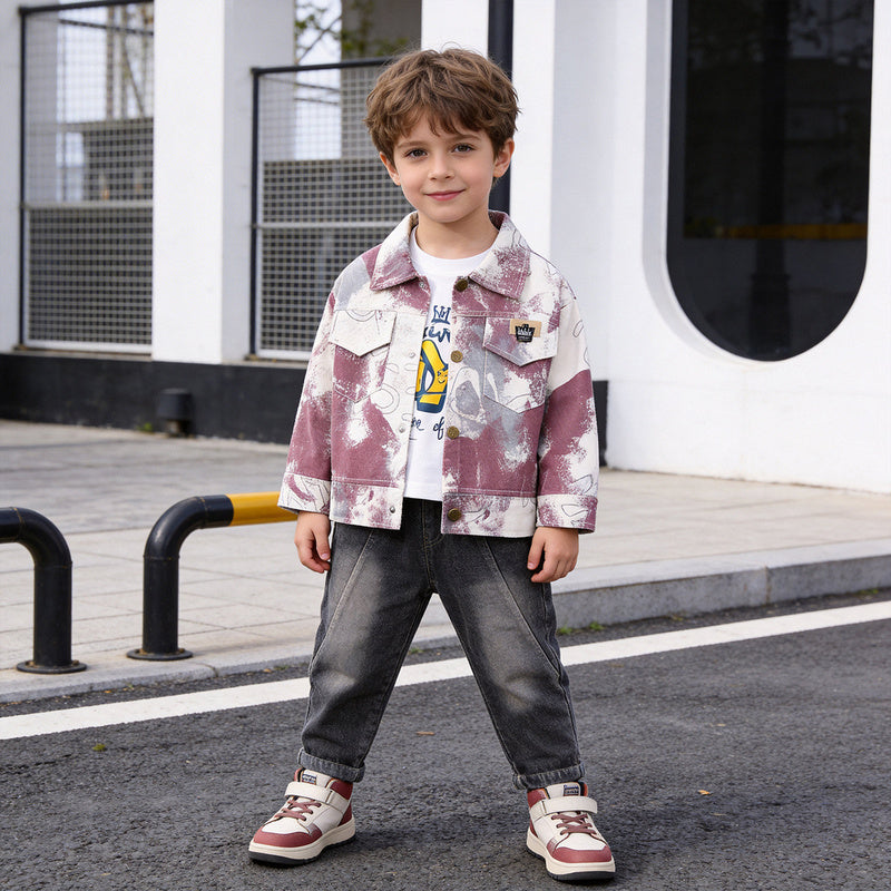 Boys' Outfit 2026 New Fashionable Camouflage Three-Piece Set for Children, Baby's Spring and Autumn Casual Trendy Jacket