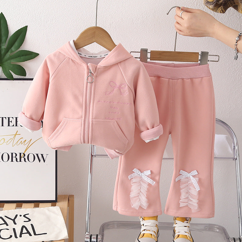 Baby Outfit Stylish Toddler Spring and Autumn Fashion Bell Bottom Pants Two-Piece Set Infant Little Girl Clothes