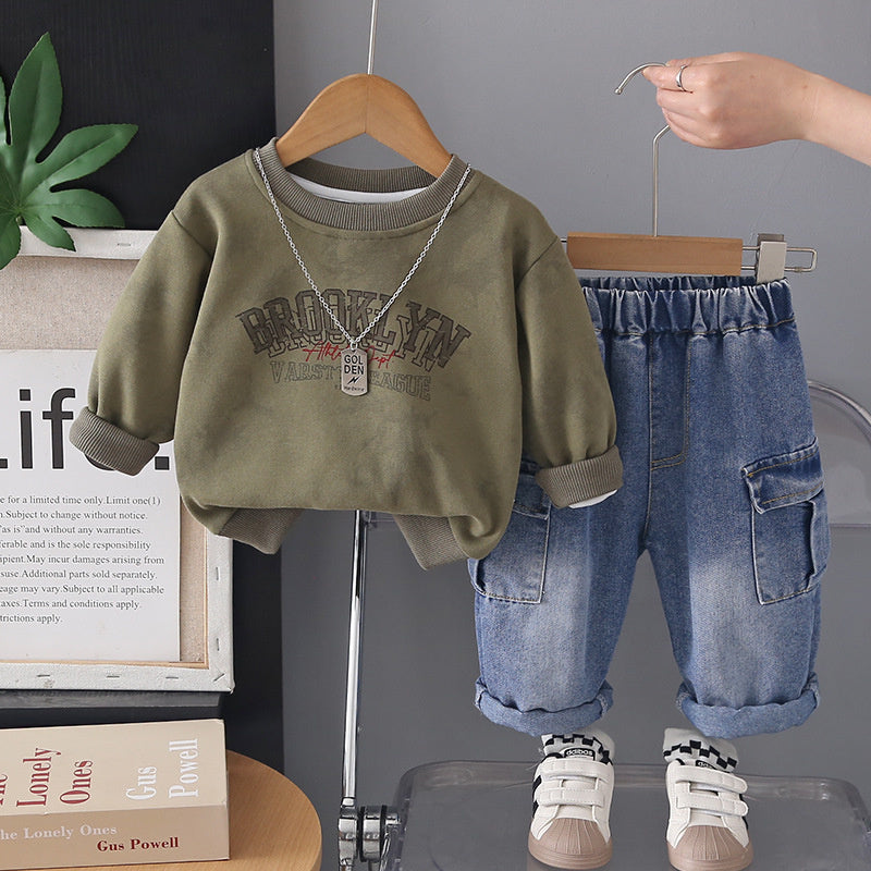 Boys' Suit 2026 New Spring and Style Children's Fashionable Trendy Baby Autumn Casual Sports Two-Piece Set