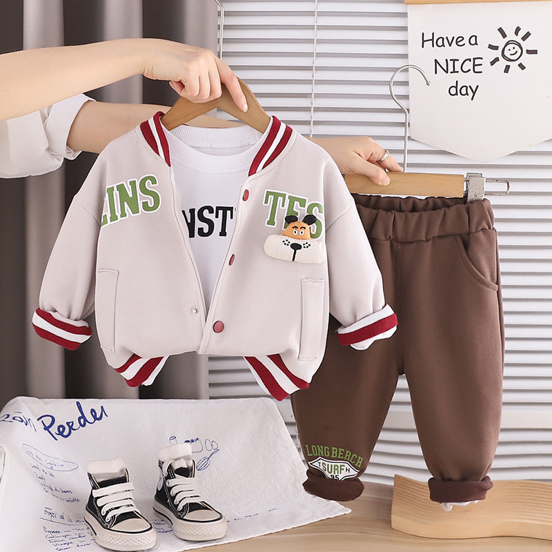 Children's Clothing Boys Outfit Stylish Baby Spring and Autumn Cute Jacket Three-Piece Set Infant Little Boy Clothes