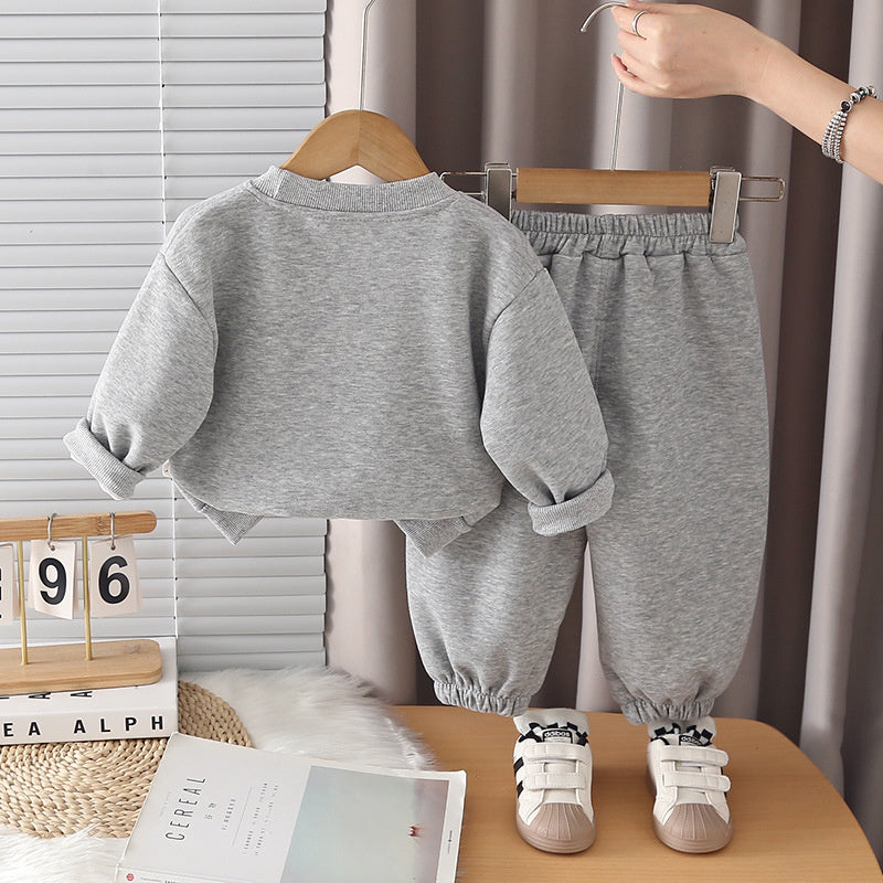 Boys' Spring and Outfit, New Autumn Style for Baby Boys, Casual Puppy Sweatshirt Two-Piece Set, Trendy Clothing