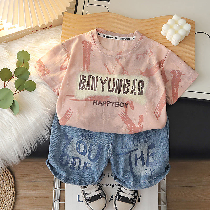 Boys' Outfits 2026 New Fashionable Casual Baby Short-Sleeve Summer Korean Style Two-Piece Set Trendy