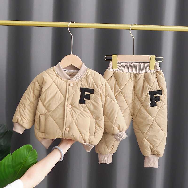 Boys' Thickened Children's Winter Letter Cotton Jacket 2022 New Fashionable Baby One-Piece Dropshipping