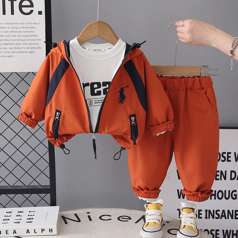 Boys' Outfit Set 2026 New Fashionable Embroidered Jacket Three-Piece Suit for Toddlers Spring and Autumn Trendy Wholesale