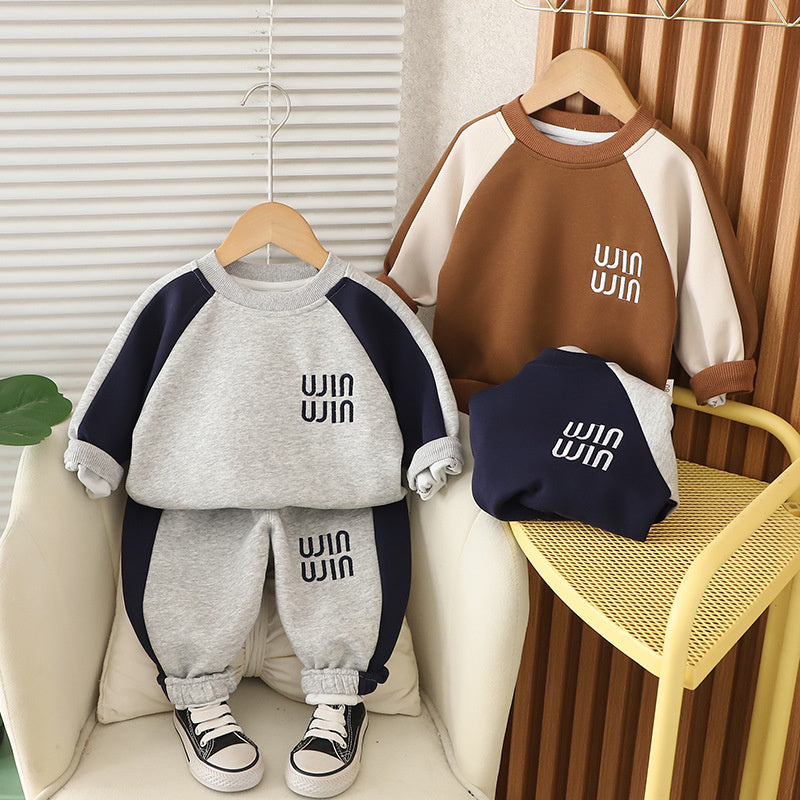 Children's Clothing Cross-Border Spring and Autumn Sweatshirt Boys' Sports Casual Long Sleeve Baby 0-5 Years Old Two-Piece Set Handsome 2