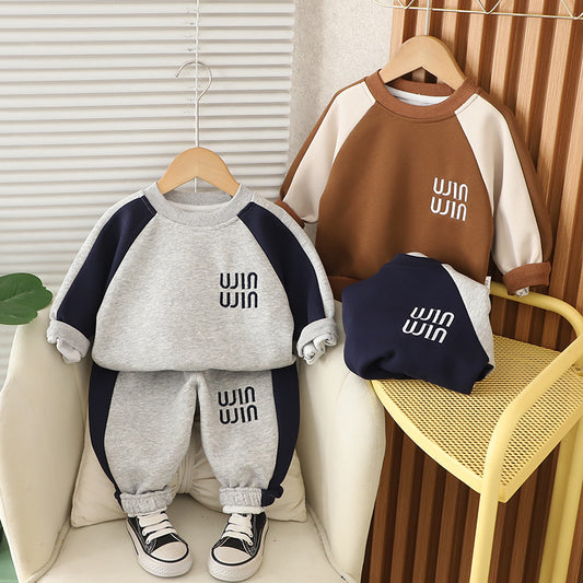 Children's Clothing Cross-Border Spring and Autumn Sweatshirt Boys' Sports Casual Long Sleeve Baby 0-5 Years Old Two-Piece Set Handsome 2