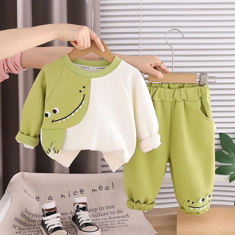 Boys' Color Block Animal Suit and Autumn Style Toddler 2026 New Children's Clothing Spring 1-2 Years Old Baby Clothes Trendy