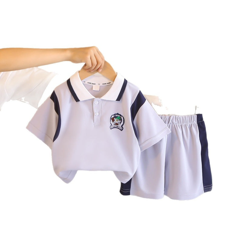 New outfit for boys, stylish baby summer clothes, trendy children's clothing, Polo short-sleeve and shorts two-piece set