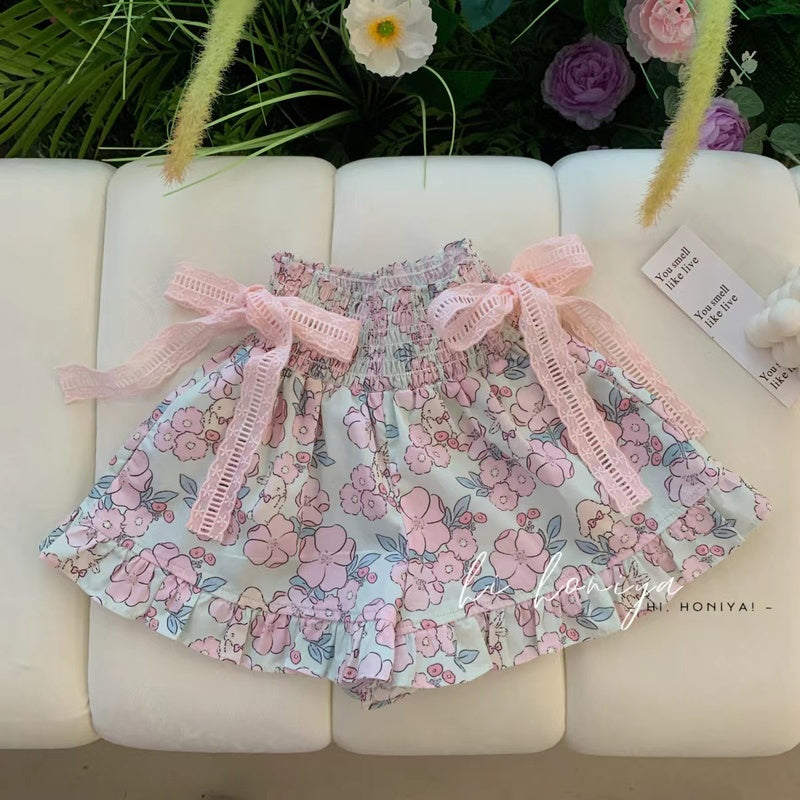 Baby Girl Outfit Dress Stylish Princess Sweet Floral Cute Internet Celebrity Summer Thin Sleeveless Vest Set Pants Skirt