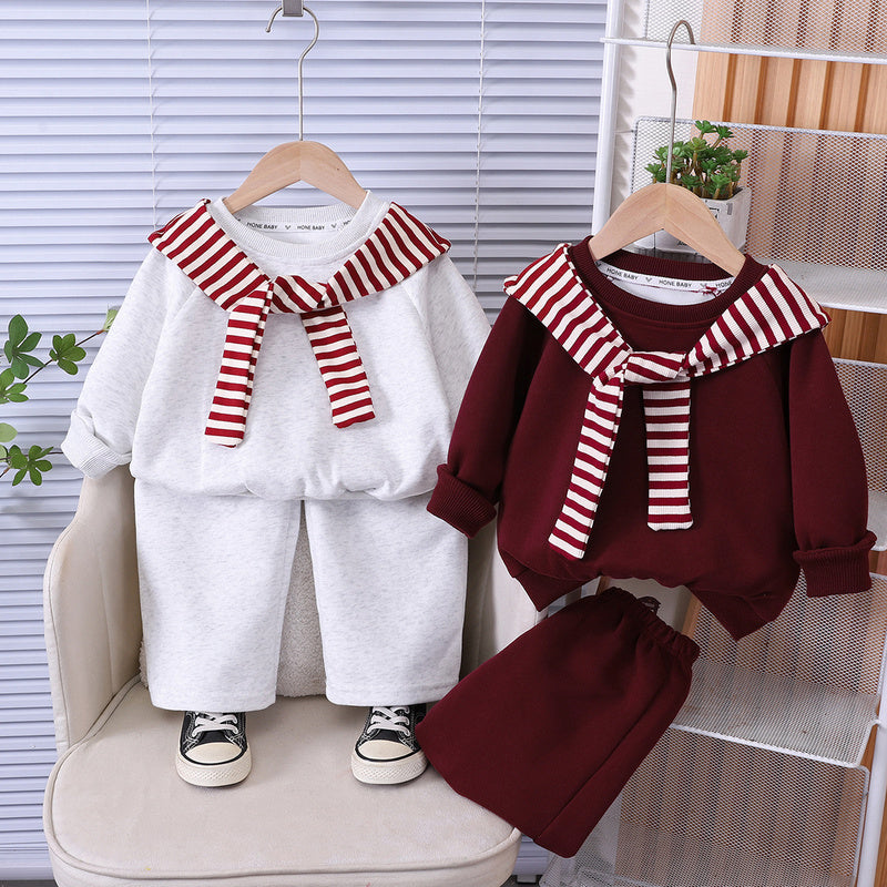 Boys' outfit, infant autumn two-piece set, children's new stylish shawl clothing for spring and autumn, trendy wholesale