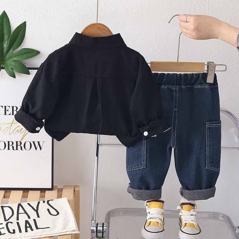 Baby and Autumn Fashionable 3-Piece Children's Clothing Set, Infant Letter Color-Block Two-Piece Outfit, 1-Year-Old Boy Spring Outfit Trendy Set