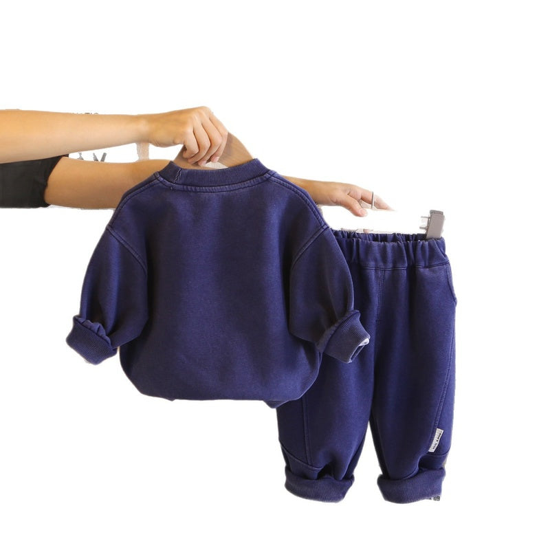 Outfit 2026 New Fashionable Children's Embroidered Letter Sweatshirt Spring and Autumn Boys' Clothes Baby Two-Piece Set