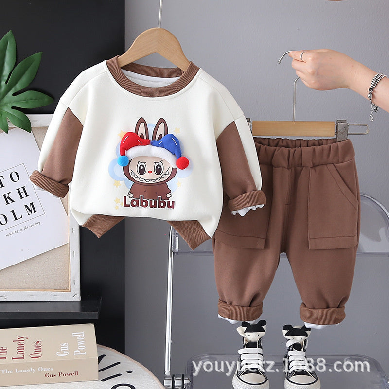 2025 New Boys and Girls Sweatshirt Autumn Stylish Children's Set Sports Long Sleeve Two-Piece Baby Clothes Kids' Clothing
