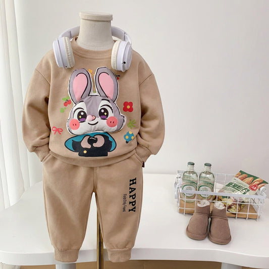 Boys' Outfit 2026 New Fashionable Cartoon Doll Two-Piece Set for Boys, Trendy Cool Spring and Autumn Clothing