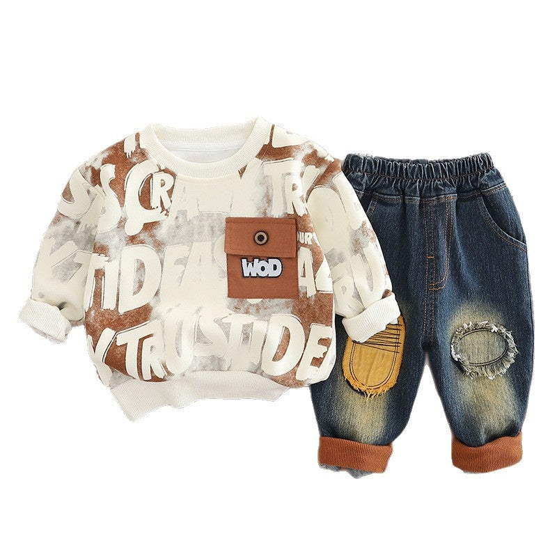 2025 Boys' Fashionable Set Baby Spring Casual Stylish Shirt Infant Children's Trendy Clothing