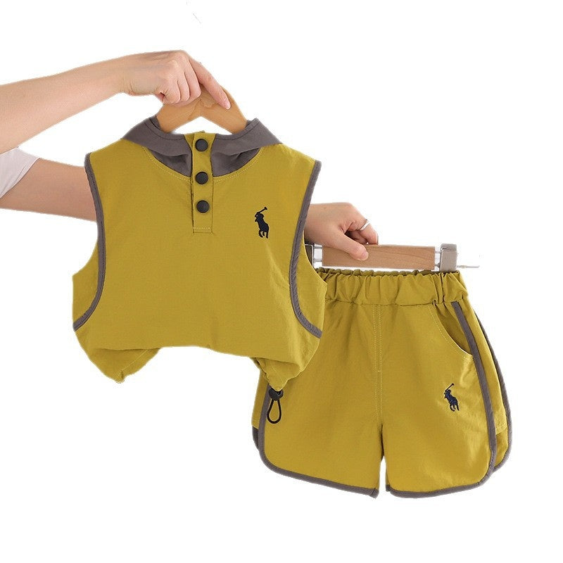 Baby Boy Sleeveless Hooded Two-Piece Set 2026 New Infant Summer Outfit for 1-3 Year Olds 5