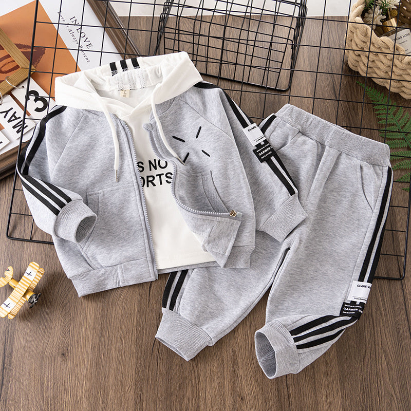 Children's Suit 2023 New Toddler Hooded Boys Autumn Baseball Jacket Korean Style Sports