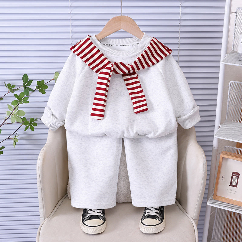 Boys' outfit, infant autumn two-piece set, children's new stylish shawl clothing for spring and autumn, trendy wholesale
