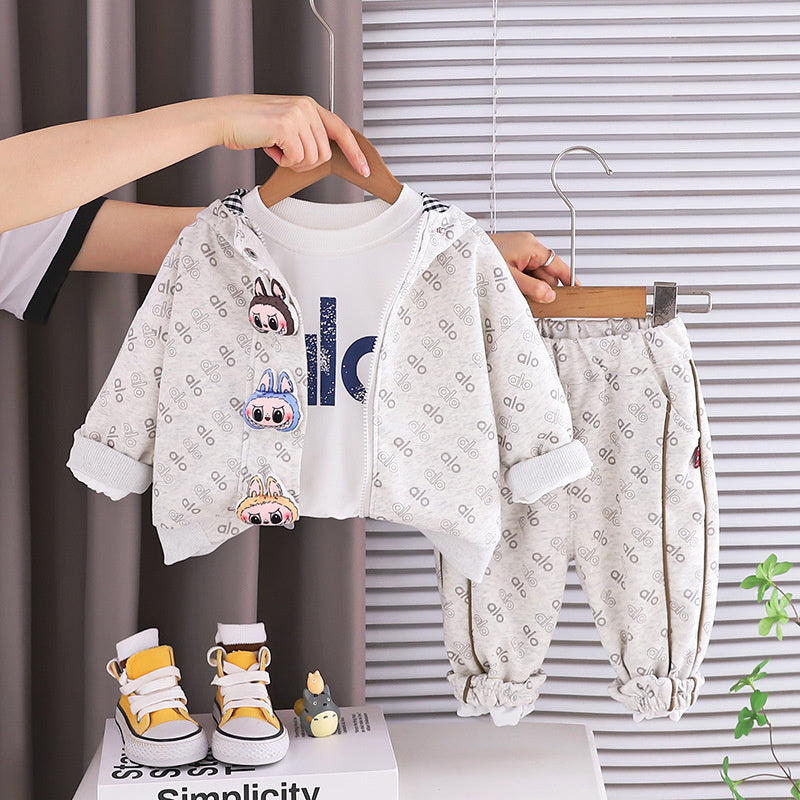 Boys' Outfit 2025 New Style 4: Stylish Children's Doll Three-Piece Set Spring and Autumn, Fashionable Clothing for 1-Year-Old Babies